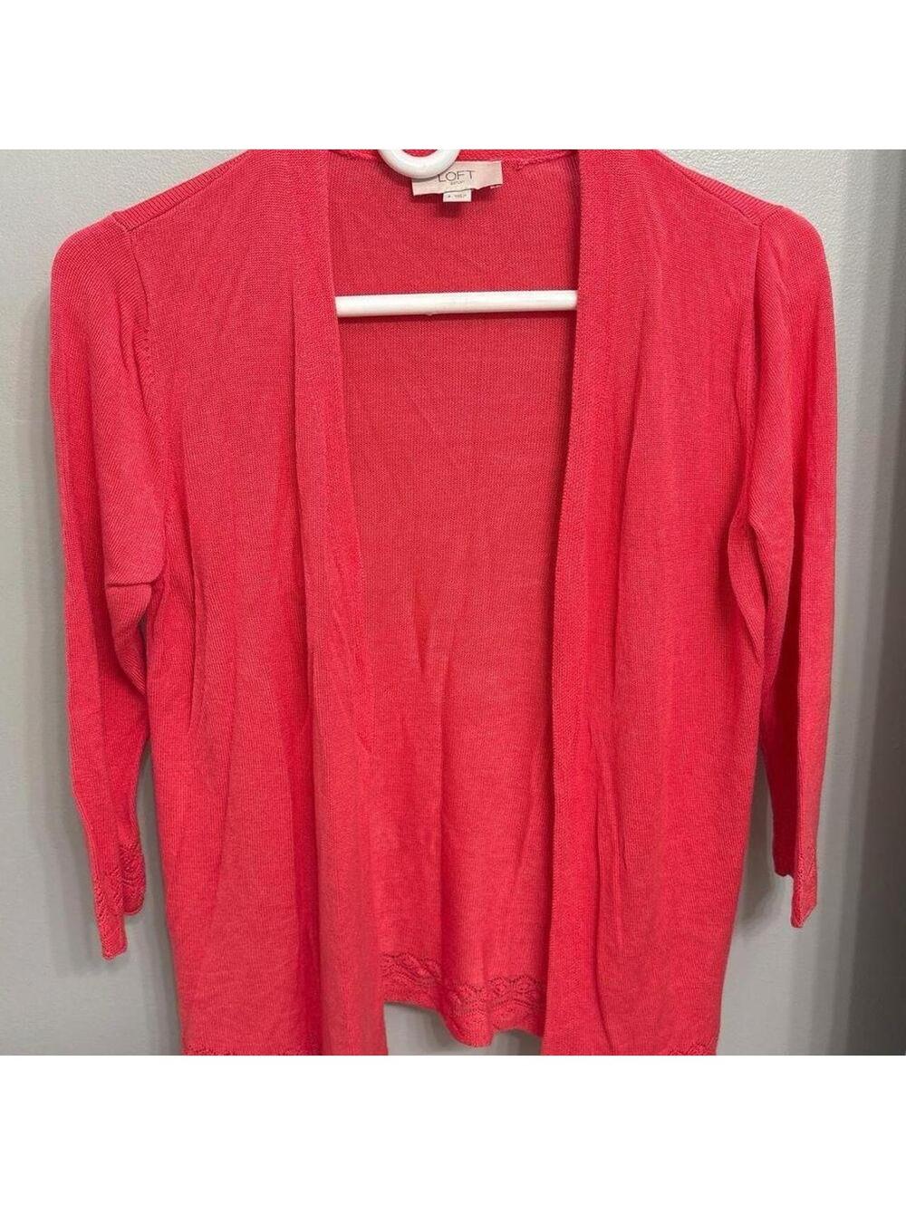 LOFT Women's Red and Red Cardigan